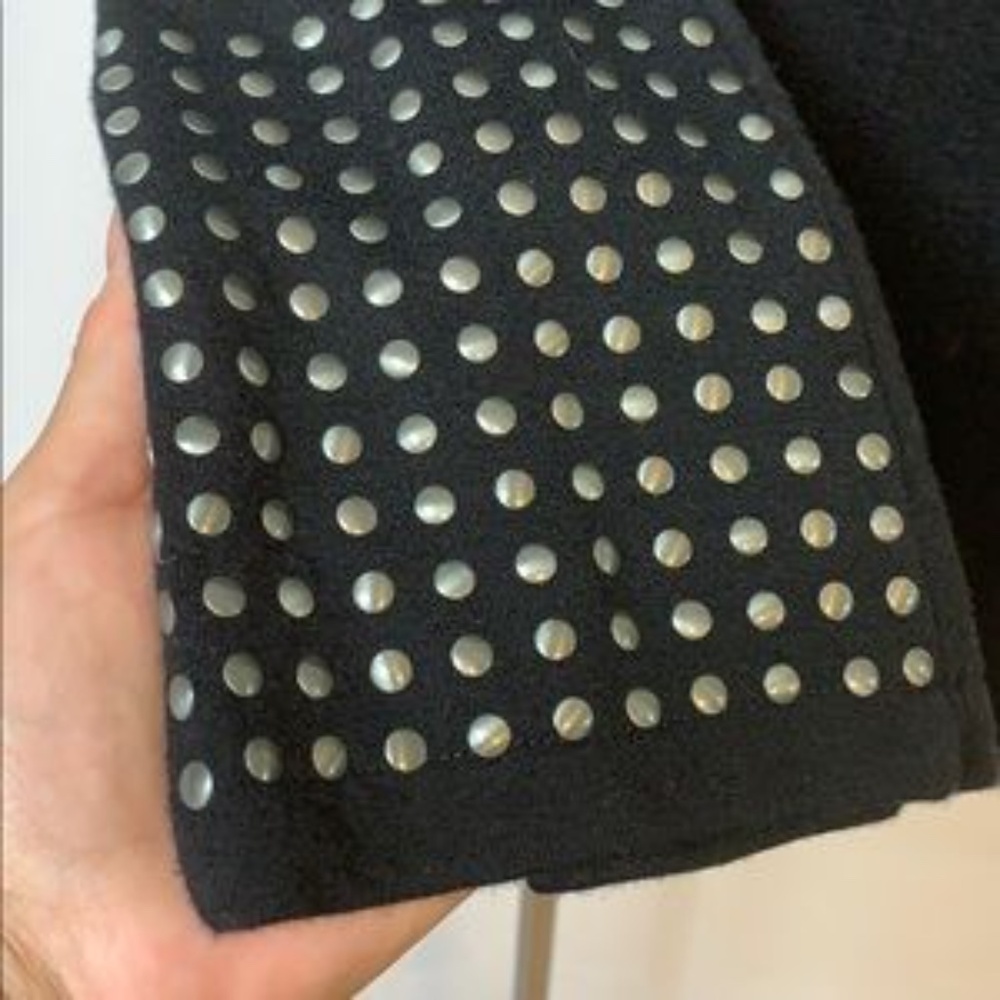 HP: NIC+ZOE | Black Studded Sleeve Flared Cuffs Pocket Stretch Zip Top Sweater M - Picture 5 of 12